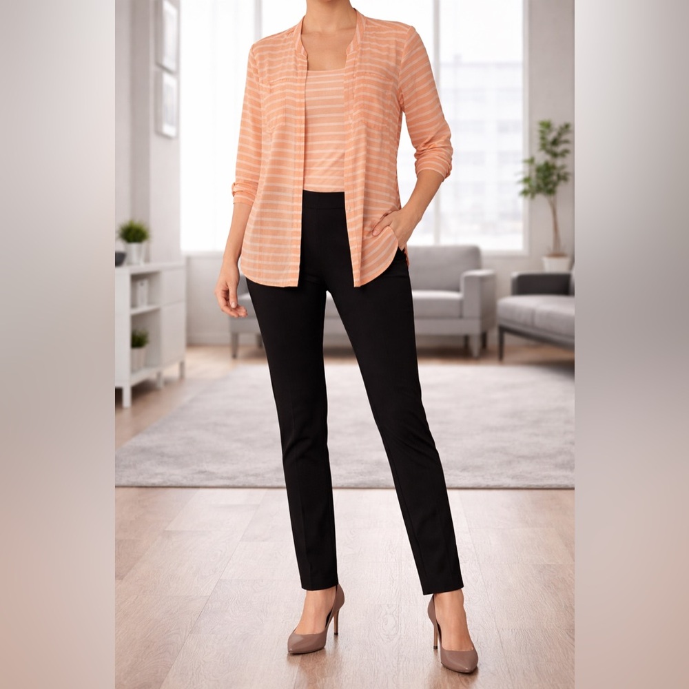 Lane Bryant Peach Striped Blouse